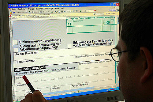 ieht aus wie auf Papier: Das &bdquo;Elster&ldquo;-Steuerformular im Internet.