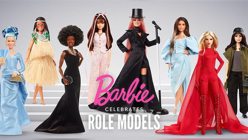 Mattel zelebriert internationale weibliche Vorbilder: Helen Mirren, Maira Gomez, Viola Davis, Nicole Fujita, Shania Twain, Enissa Amani, Kylie Minogue, Lila Avil&eacute;s (v.l.)