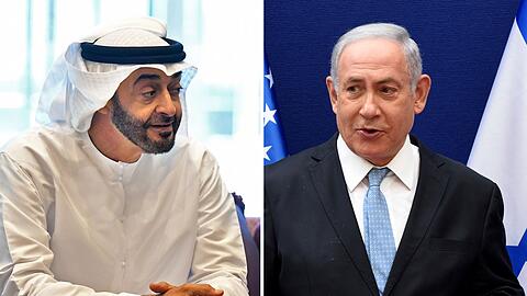 Der emiratische Pr&auml;sident Mohammed bin Sajid (l) und der israelische Ministerpr&auml;sident Benjamin Netanjahu. (Archivbilder)