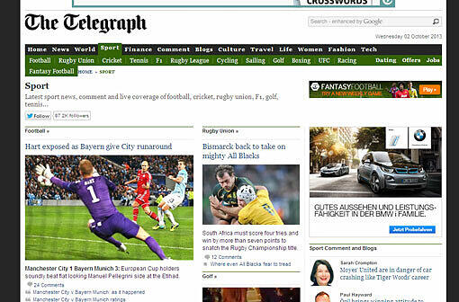 The Telegraph: "Bayern lässt ManCity laufen und führt Hart vor."