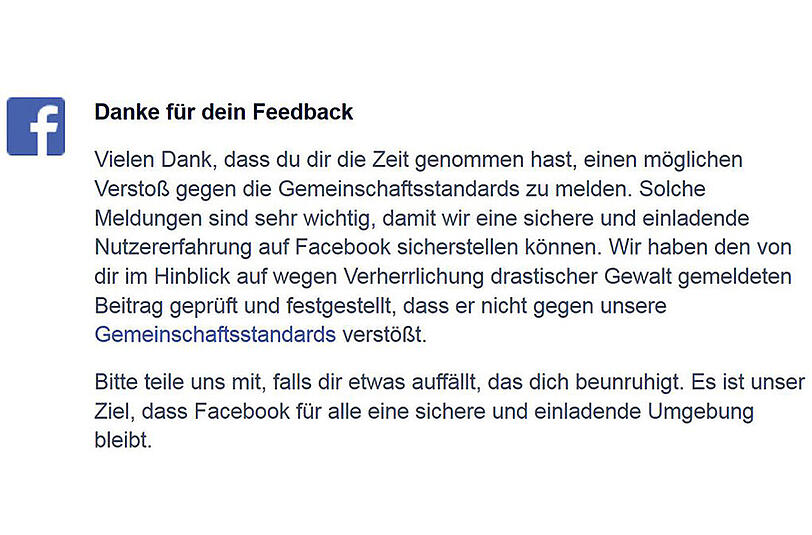 Die Antwort des Netzwerks auf eine Meldung der betreffenden Beiträge.