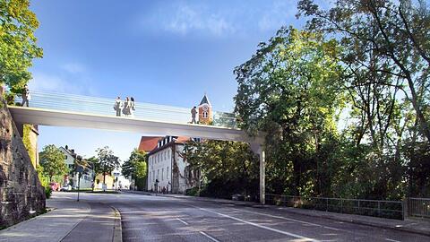 So soll die Fußgängerbrücke aussehen. Doch wann wird sie fertig sein?