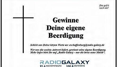 So sieht die geschmacklose Anzeige von Radio Galaxy aus. So sieht die geschmacklose Anzeige von Radio Galaxy aus.