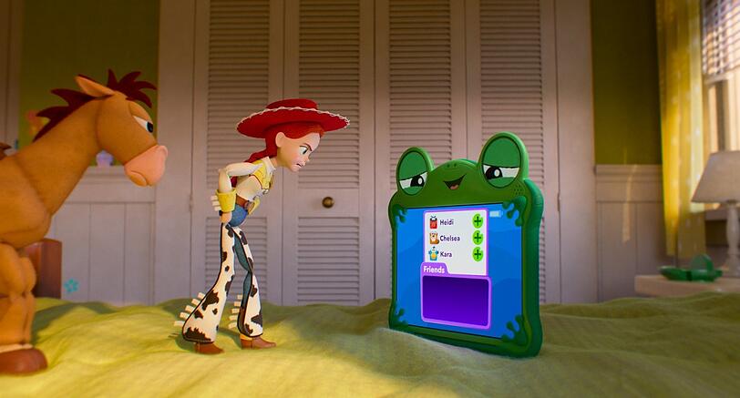 Ärger um die digitale Konkurrenz: Bullseye und Jessie vor dem Lilypad in „Toy Story 5“. Ärger um die digitale Konkurrenz: Bullseye und Jessie vor dem Lilypad in „Toy Story 5“.