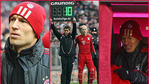Erst auf der Bank, später auf dem Platz: Arjen Robben kam in der 56. Minute gegen Kaiserslautern in die Partie. Erst auf der Bank, später auf dem Platz: Arjen Robben kam in der 56. Minute gegen Kaiserslautern in die Partie.