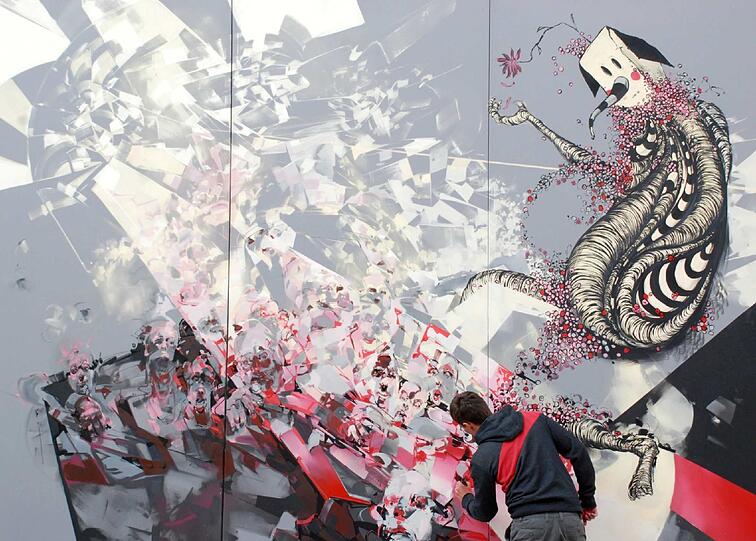 Während der Veranstaltung entsteht live Streetart.