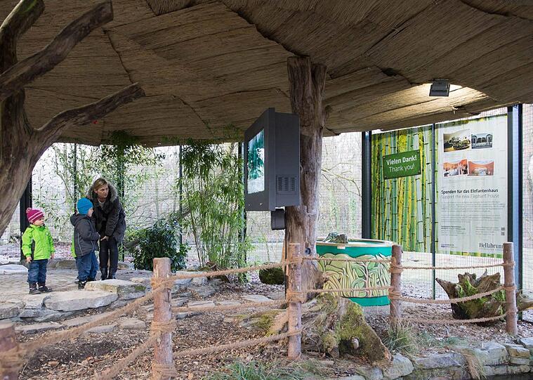 Im Info-Pavillon über das Elefantenhaus können sich Groß und Klein schlau machen.