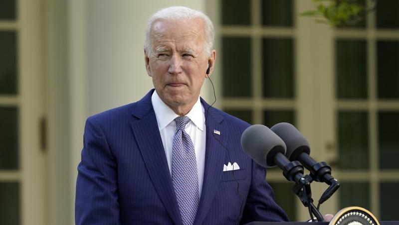 US-Präsident Joe Biden spricht bei einer Pressekonferenz im Rosengarten des Weißen Hauses.
