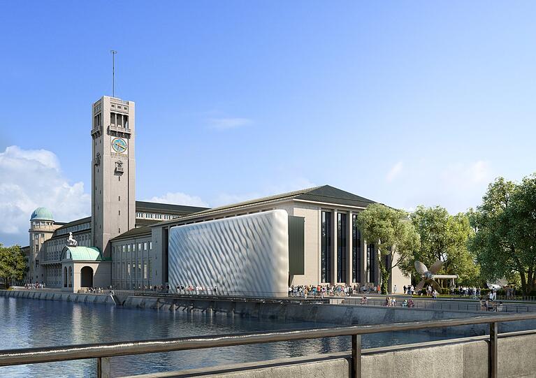 Wellenförmig und lichtdurchlässig - so soll die neue Fassade des Deutschen Museums aussehen.