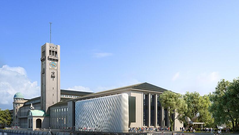Wellenförmig und lichtdurchlässig - so soll die neue Fassade des Deutschen Museums aussehen. Wellenförmig und lichtdurchlässig - so soll die neue Fassade des Deutschen Museums aussehen.