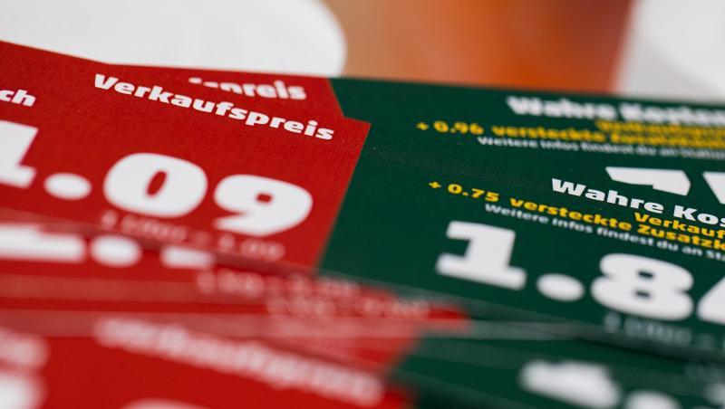 Ein Preisschild weist neben dem Verkaufspreis auch den "wahren Preis" aus.