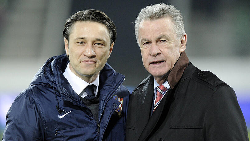 Ottmar Hitzfeld (rechts) 2014 mit dem heutigen Bayern-Trainer Niko Kovac: "Niko war mein Spieler und ist heute mein Freund."