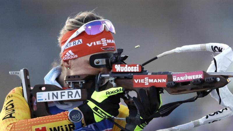 Sicherte Deutschlands Biathlon-Frauen Platz drei in der Staffel in Nove Mesto: Denise Herrmann. Sicherte Deutschlands Biathlon-Frauen Platz drei in der Staffel in Nove Mesto: Denise Herrmann.