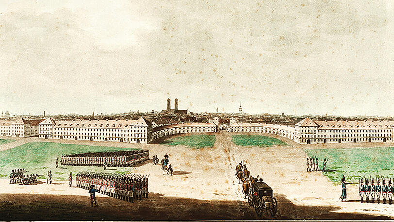 Der Entwurf von Franz Thurn für einen Karlsplatz mit weitläufigen grünen Rasenflächen von 1799, der jedoch so nie realisiert wurde. Der Entwurf von Franz Thurn für einen Karlsplatz mit weitläufigen grünen Rasenflächen von 1799, der jedoch so nie realisiert wurde.
