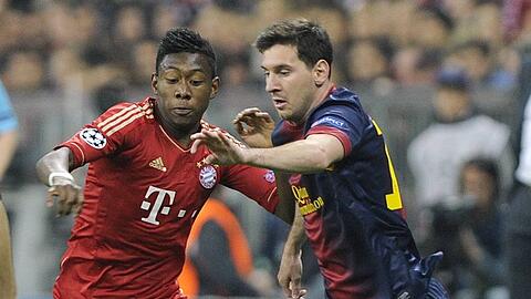Dieses Duelle aus dem Jahr 2013 wird es auch am Freitag wieder geben: David Alaba (l.) gegen Lionel Messi