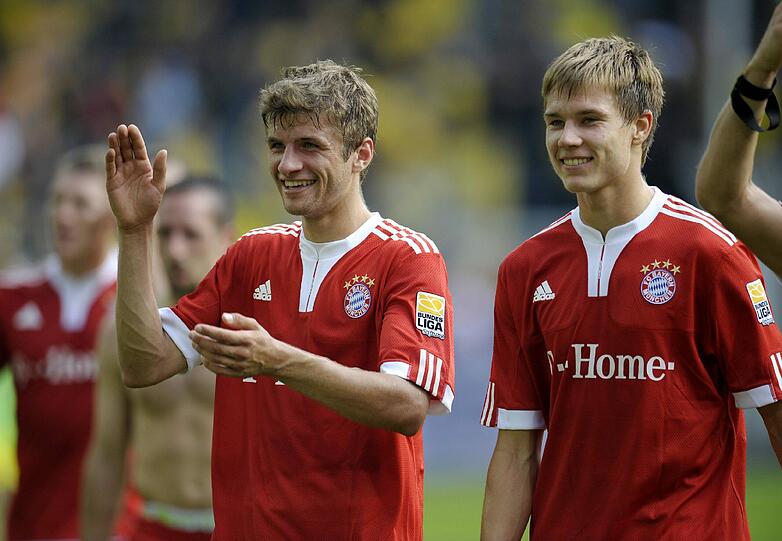 Shooting Stars unter sich: Zusammen mit Thomas Müller war Badstuber in seinem ersten Profijahr schon fester Bestandteil des Rekordmeisters.