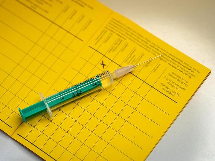 Eine Spritze liegt auf einem Impfpass. Foto: Friso Gentsch/dpa/Illustration