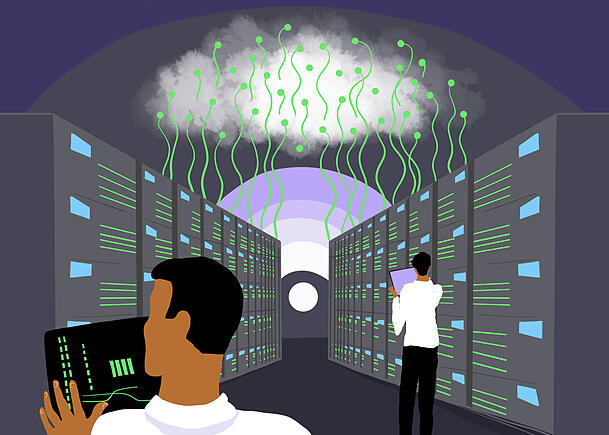 Rechenzentren für KI verschlingen viel Strom, aber der ist nicht immer sauber. Das macht sie zum Brandbeschleuniger fürs Klima, wenn die Energieversorgung nicht grüner wird. Rechenzentren für KI verschlingen viel Strom, aber der ist nicht immer sauber. Das macht sie zum Brandbeschleuniger fürs Klima, wenn die Energieversorgung nicht grüner wird.