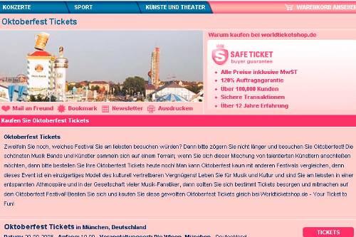 &bdquo;Oktoberfest Tickets&ldquo; im Internet: 379 Euro zahlt man für einen Sitzplatz im Hippodrom am ersten Wiesn-Samstag.