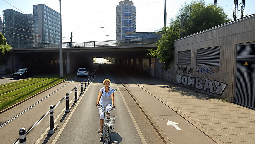 Eine Ideenskizze f&uuml;r die Unterf&uuml;hrung am Haidenauplatz: So k&ouml;nnte die Radwegsf&uuml;hrung dort aussehen.