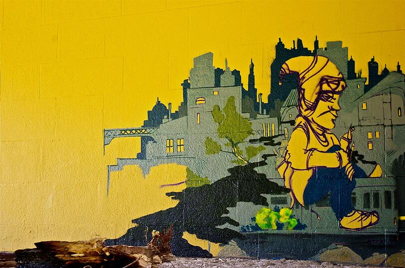 Isart Graffiti Aktion an der Brudermühlbrücke