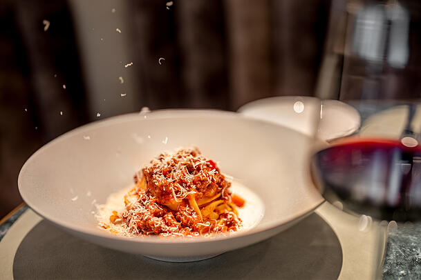 Tagliatelle mit Ragu. Auch die Nudeln sind mit ganz viel Amore handgemacht.