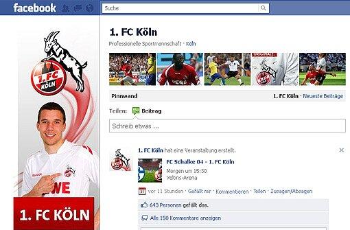 Platz 6 mit 231.055 Facebook-Fans: 1. FC Köln