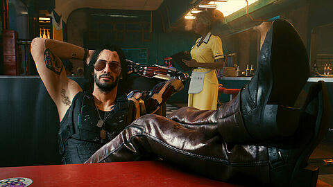 Keanu Reeves verleiht der Figur Johnny Silverhand Leben