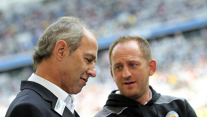 Vor dem Spiel gegen Braunschweig: Löwen-Trainer Reiner Maurer und Eintracht-Coach Torsten Lieberknecht Vor dem Spiel gegen Braunschweig: Löwen-Trainer Reiner Maurer und Eintracht-Coach Torsten Lieberknecht