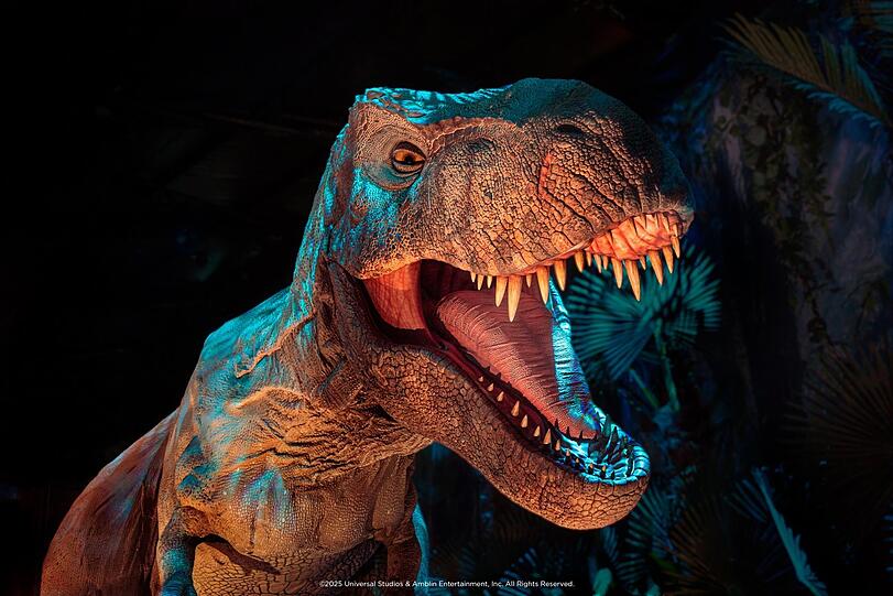 Ein Experience-Objekt, näher als es scheint: Der Tyrannosaurus Rex trampelt und schnaubt. Ein Experience-Objekt, näher als es scheint: Der Tyrannosaurus Rex trampelt und schnaubt.