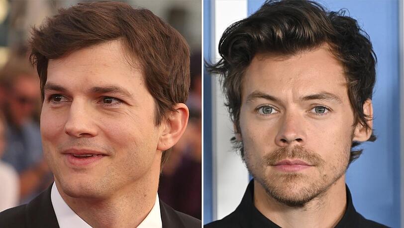 Ashton Kutcher (li.) erkannte Harry Styles (re.) einst nicht auf einer Karaoke-Party.