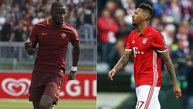 Kommt Bayern-Star Jérôme Boateng für den AS Rom als Ersatz für Antonio Rüdiger (links) in Frage? Kommt Bayern-Star Jérôme Boateng für den AS Rom als Ersatz für Antonio Rüdiger (links) in Frage?