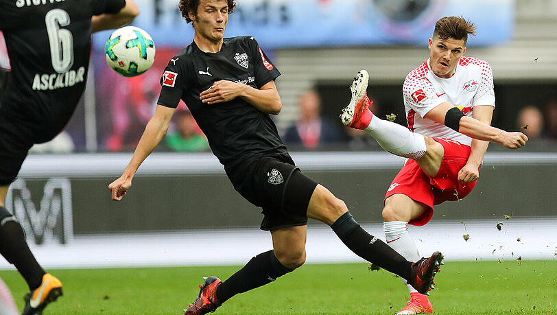 Spielfreudig und torgefährlich: Der Leipziger Marcel Sabitzer (rechts) erzielt das 1:0 gegen den VfB Stuttgart.