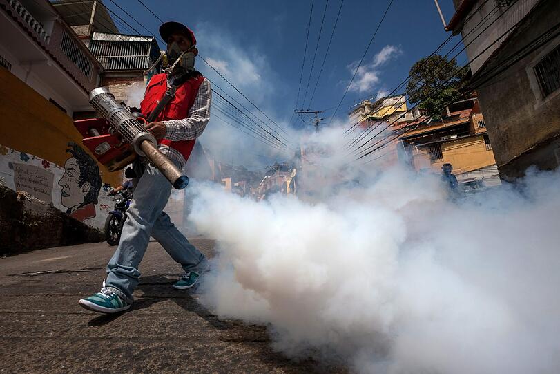 Überall in Latein- und Südamerika wird - wie hier in Venezuela - mit allen Mitteln gegen eine weitere Ausbreitung des Zika-Virus' gekämpft.