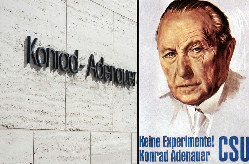 Auch die CSU warb 1957 für eine dritte Amtszeit von Konrad Adenauer.