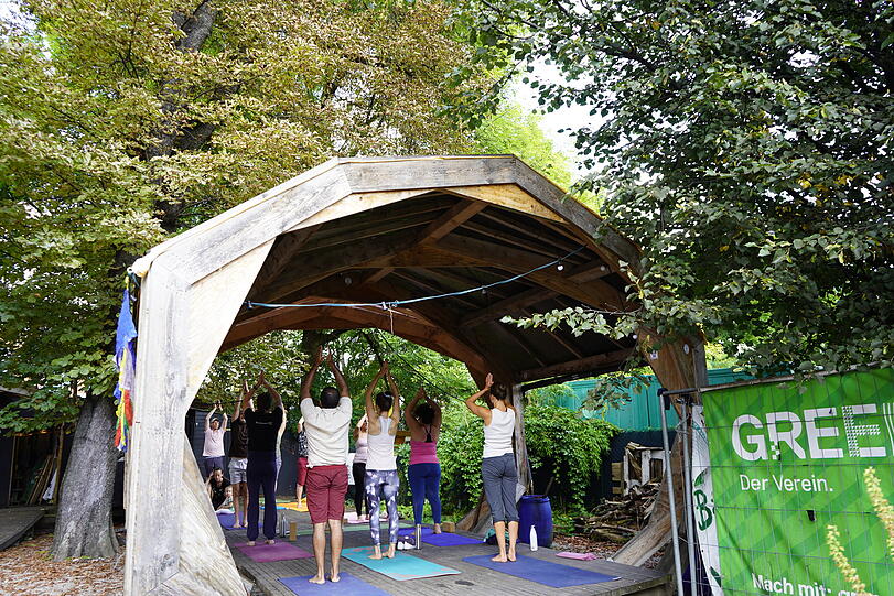 Yoga am Grünspitz im September 2021.