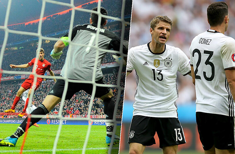 Bei der EM wartet Thomas Müller noch auf sein Premierentor. Wie man gegen Buffon trifft, weiß der Bayern-Stürmer aber.