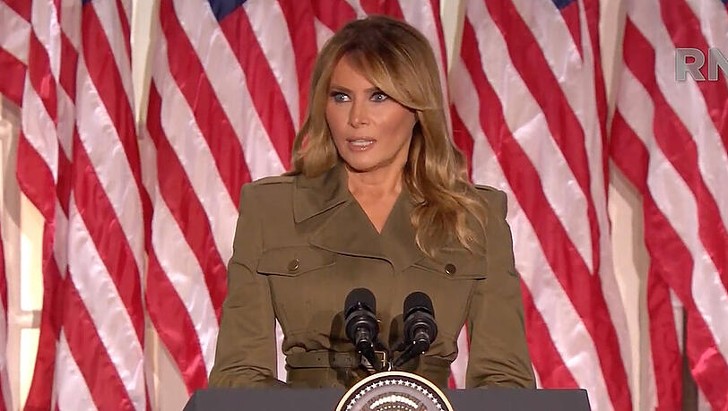 Melania Trump bei einem Vortrag bei der Republican National Convention im August 2020 Melania Trump bei einem Vortrag bei der Republican National Convention im August 2020