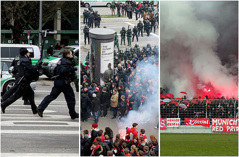 1000 Polizisten im Einsatz, ein gigantischer Aufwand für das Derby des FC Bayern II gegen den TSV 1860 II. Die Bilder...