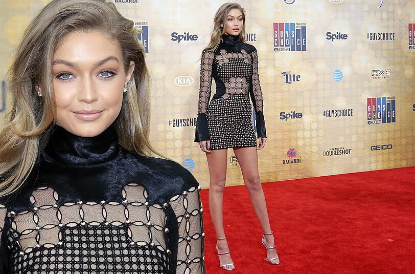 Gigi Hadid zeigte in einem kurzen, schwarz-goldenen Kleid bei den "Spike TV's Guys Choice Awards" in Los Angeles viel Bein