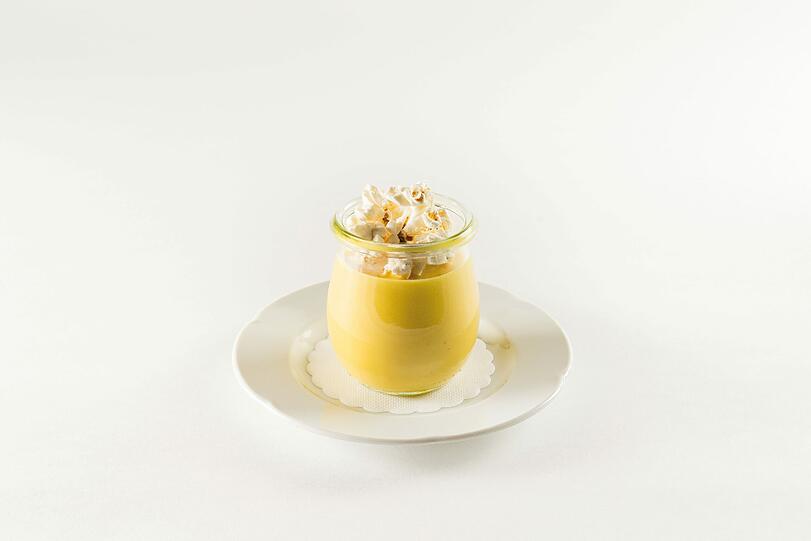 Das Menü zu Eloize - Die Suppe: Mild geräucherte Maiscremesuppe mit frischem, gesalzenen Popcorn