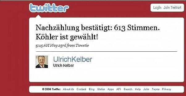 Mit diesem Tweet von SPD-Mann Ulrich Kelber kam das Wahlergebnis unter die Leute.
