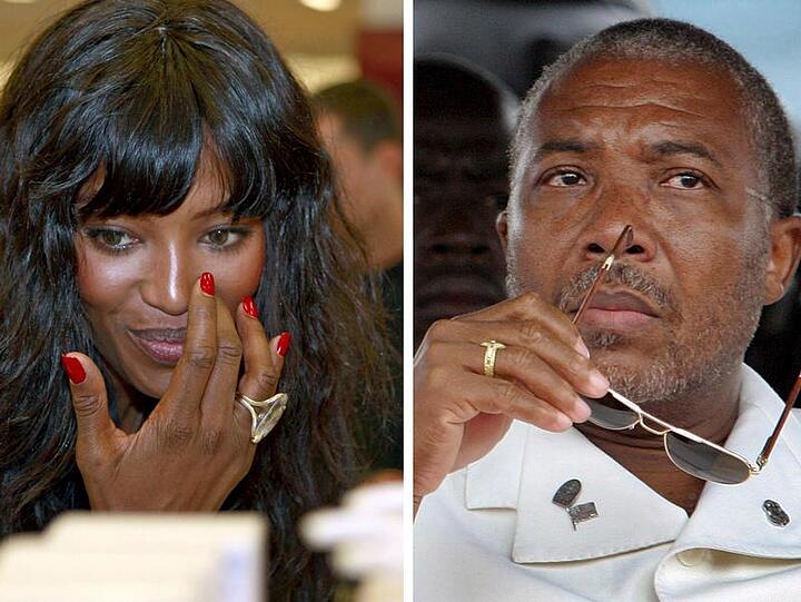 Sie soll von Charles Taylor (rechts) einen der umstrittenen Blutdiamanten angenommen haben und nun steht sie vor Gericht: Naomi Campbell