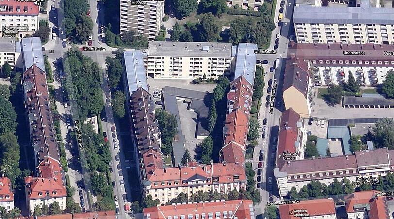 Von oben gut zu sehen: Durch einen Neubau im Innenhof wären alle Anwohner aus den umliegenden Häudern betroffen.