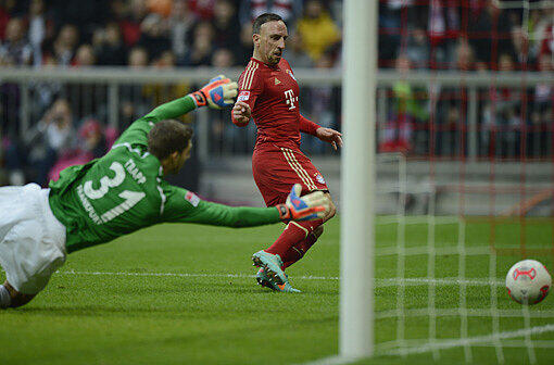 Das Abstaubertor von Franck Ribery (44.) erlöste vor der Pause die Bayern.