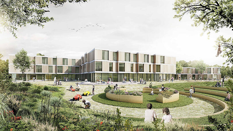 Das neue Kinderzentrum von außen in der Visualisierung.