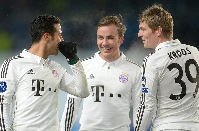 Mittelfeld-Könner unter sich: Thiago, Götze und Kroos (v.l.) beim 3:1 in Moskau.