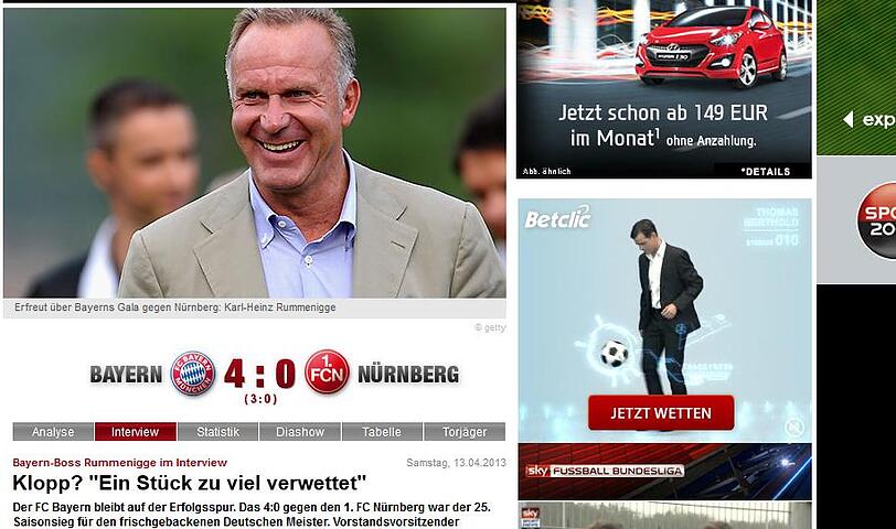 Spox findet Rummenigges Aussage über Klopps Allerwertesten wichtig.