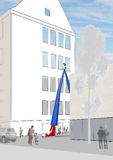 So könnte die Kunstskulptur &bdquo;Auf geht&rsquo;s&ldquo; aussehen.