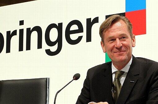 Der Vorstandsvorsitzende des deutschen Medienunternehmens Axel Springer AG, Mathias Döpfner, zu Beginn der Hauptversammlung des Medienkonzerns in der Axel-Springer-Zentrale in Berlin